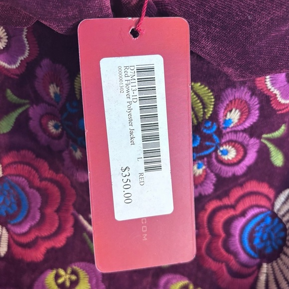 SISSY ME Sz L Velour Jacket with Floral Embroidery 3/4 Sleeves Puffed Collar NEW - Picture 6 of 12
